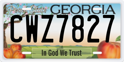GA license plate CWZ7827