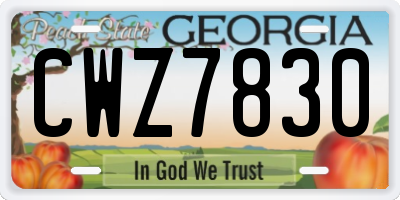 GA license plate CWZ7830
