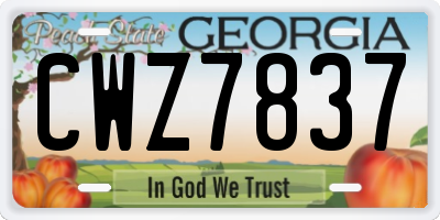 GA license plate CWZ7837