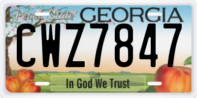 GA license plate CWZ7847