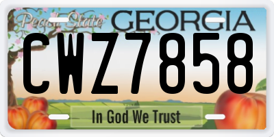 GA license plate CWZ7858