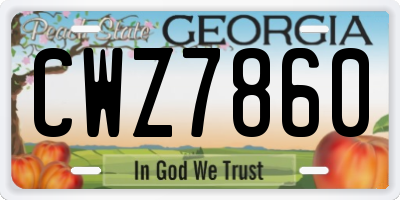 GA license plate CWZ7860
