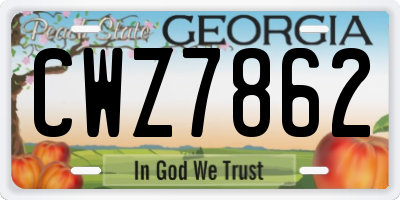GA license plate CWZ7862