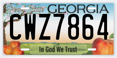 GA license plate CWZ7864
