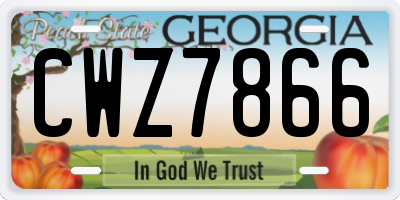 GA license plate CWZ7866