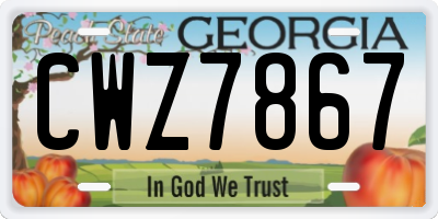 GA license plate CWZ7867