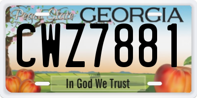 GA license plate CWZ7881