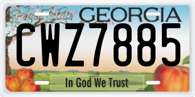 GA license plate CWZ7885