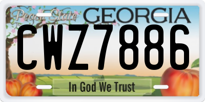 GA license plate CWZ7886