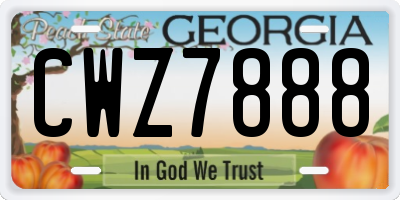 GA license plate CWZ7888