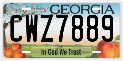 GA license plate CWZ7889