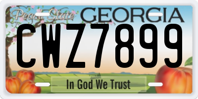 GA license plate CWZ7899