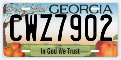 GA license plate CWZ7902