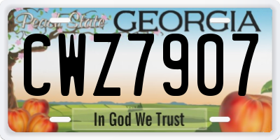 GA license plate CWZ7907