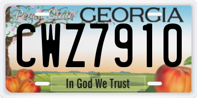 GA license plate CWZ7910