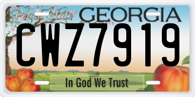 GA license plate CWZ7919