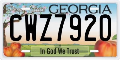 GA license plate CWZ7920