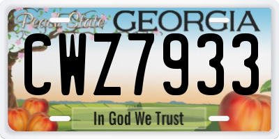 GA license plate CWZ7933