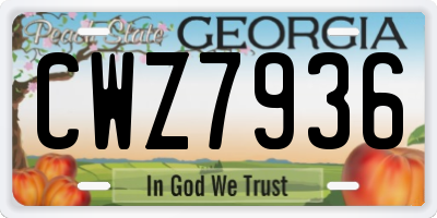 GA license plate CWZ7936