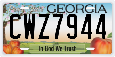 GA license plate CWZ7944