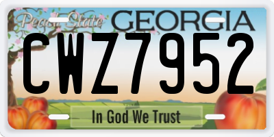GA license plate CWZ7952