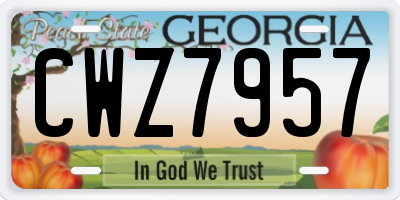 GA license plate CWZ7957