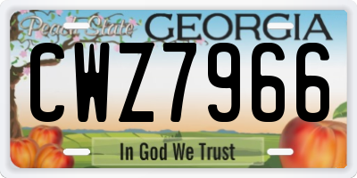 GA license plate CWZ7966