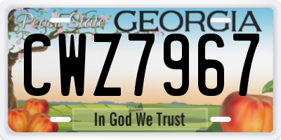 GA license plate CWZ7967