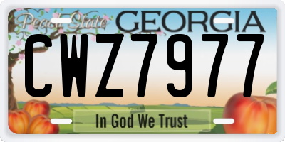 GA license plate CWZ7977