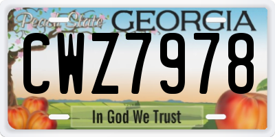 GA license plate CWZ7978