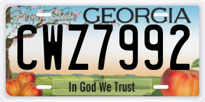 GA license plate CWZ7992