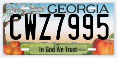GA license plate CWZ7995