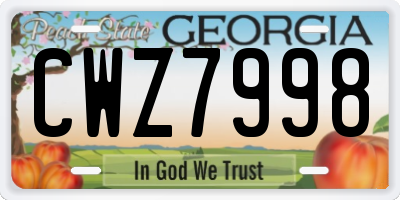 GA license plate CWZ7998
