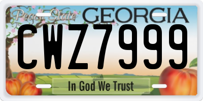GA license plate CWZ7999
