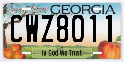 GA license plate CWZ8011