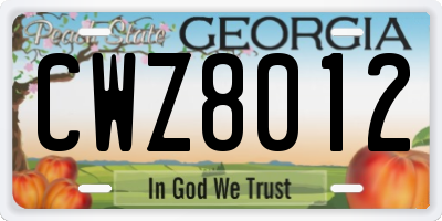 GA license plate CWZ8012