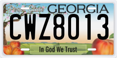 GA license plate CWZ8013
