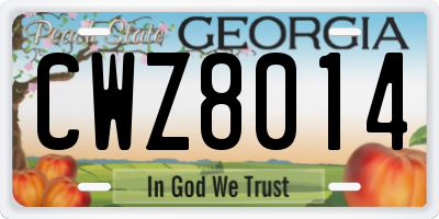 GA license plate CWZ8014
