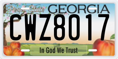 GA license plate CWZ8017
