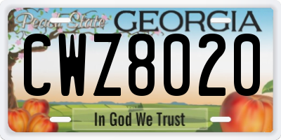 GA license plate CWZ8020