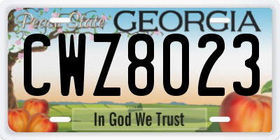 GA license plate CWZ8023