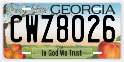 GA license plate CWZ8026