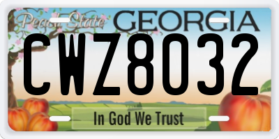 GA license plate CWZ8032
