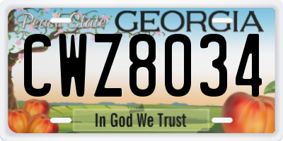 GA license plate CWZ8034