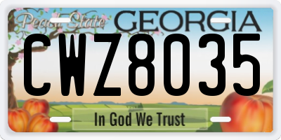 GA license plate CWZ8035