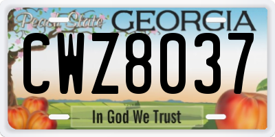 GA license plate CWZ8037