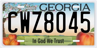 GA license plate CWZ8045