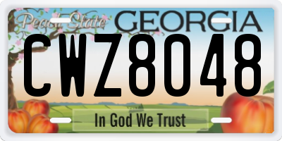 GA license plate CWZ8048