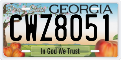 GA license plate CWZ8051