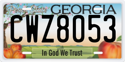 GA license plate CWZ8053